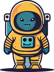 Minimalist vector alien astronaut cartoon vector icon illustration