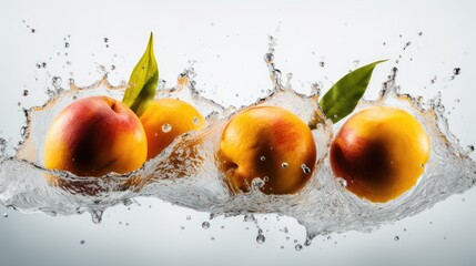 Fototapeta na wymiar Fresh mangos in water splash isolated on white background - A Captivating Visual Treat. With Generative AI Technology.