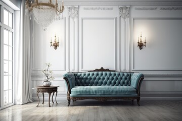 Fototapeta premium cozy living room with elegant furniture and lighting. Generative AI