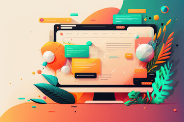 Web developer designing and developing websites, created with Generative AI technology