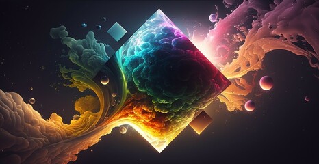 Abstract Multi-Colored Rhomus Cloud, wallpaper design,  Generative AI