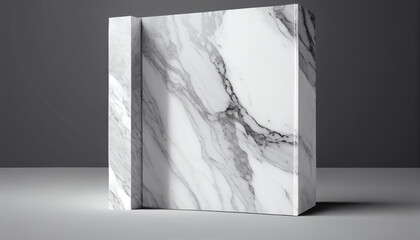 Marble stone podium on white concrete background, mock up scene with for product display.
