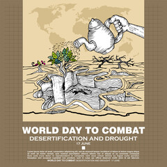 Fototapeta premium World Day To Combat, desertification and drought, poster and banner vector