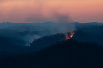 Forest Fire in Mountains