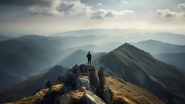 a person standing on a mountain top