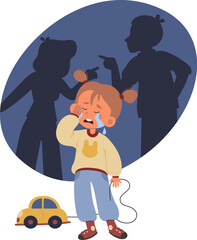 Crying Girl Due To Arguing Parents