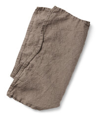 brown folded natural linen napkin, isolated food / kitchen / table or cosmetics themed textile...