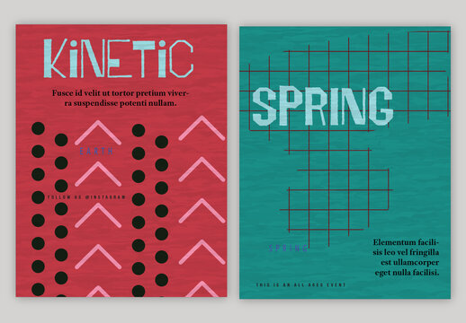 US Letter Flyer Simple Geometric Shapes Retro Colored Textured