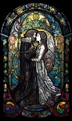 Fototapeta premium The Lovers Tarot Card, Ai Generated Image of Two Lovers