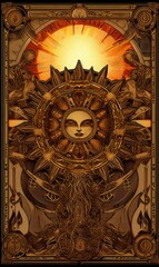 The Sun Tarot Card, AI Generated Image of A Detailed Sun Tarot Image Symbolic of Good Fortune and Happiness