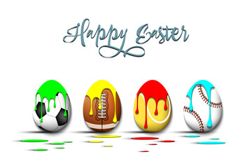 Happy Easter. Set eggs in the form of sport balls