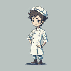 Cute chef character in pastel colors anime cartoon style. Vector illustration
