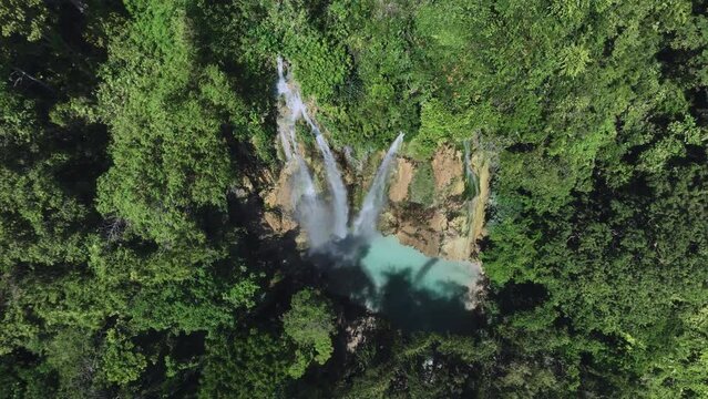 Tumalog Waterfall Among The Jungles Of Cebu Island, Aerial View