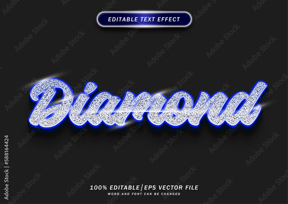 Poster diamond blink font style effect. mockup text effect. luxury diamond editable text effect.