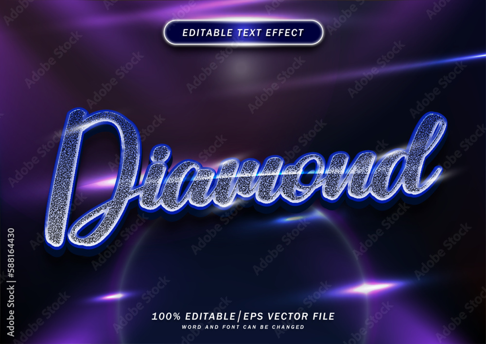 Poster luxury diamond editable text effect. blink font style effect. mockup text effect