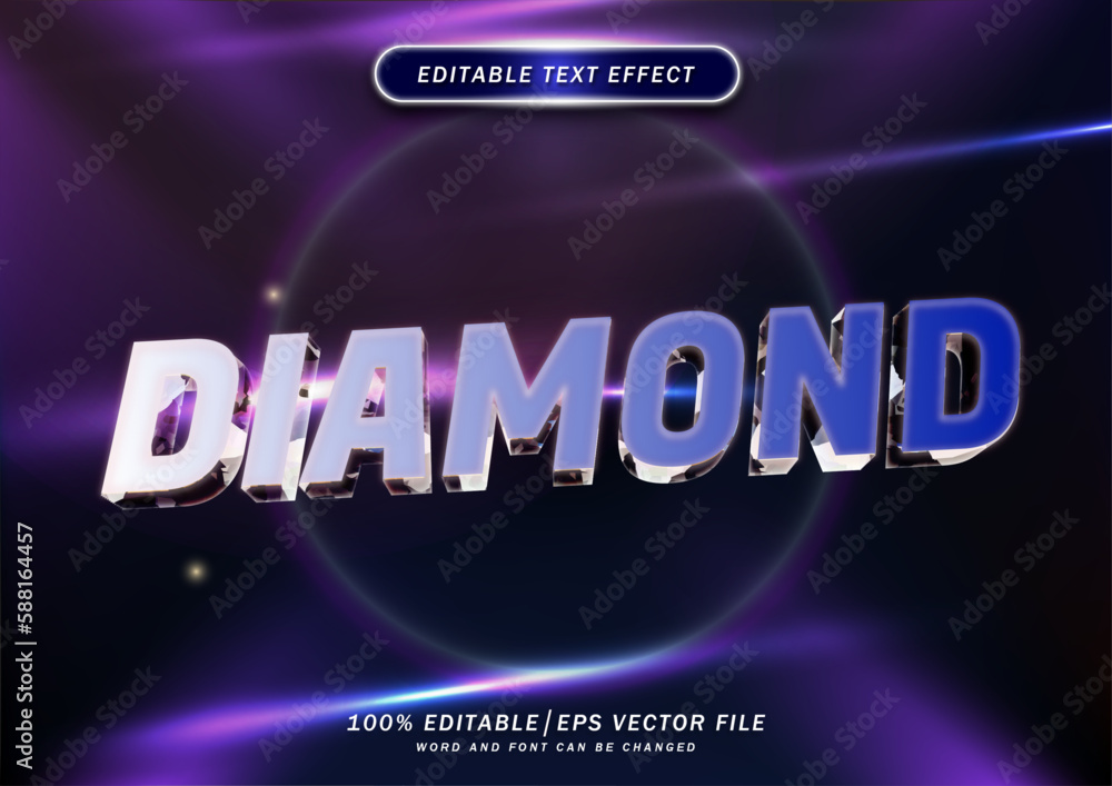Poster luxury diamond editable text effect. blink font style effect. mockup text effect