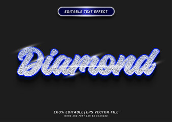 Diamond blink font style effect. mockup text effect. Luxury diamond editable text effect. 