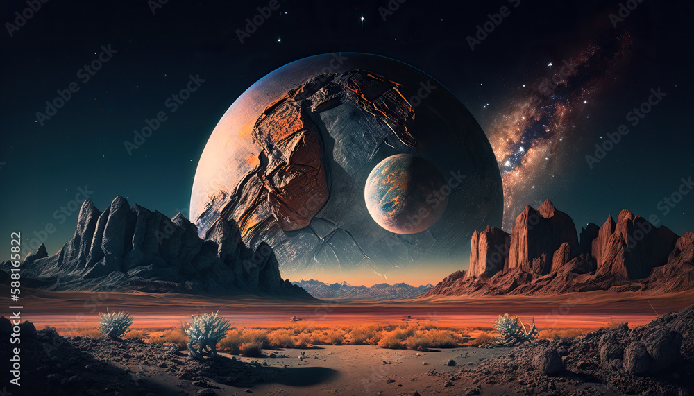 Aufkleber looking at portal to another planet - generative ai
