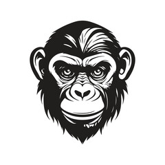 Fototapeta premium monkey, logo concept black and white color, hand drawn illustration