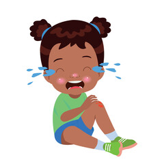 sad knee bleeding boy falling down