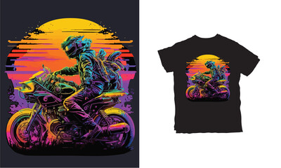 Colorful Motor Cycle Rider Tshirt Graphics