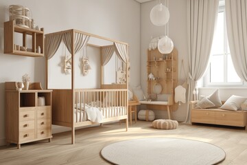 cozy and functional baby room with essential furniture. Generative AI