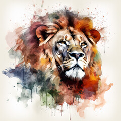 Majestic Lion in Minimalist Watercolor Style