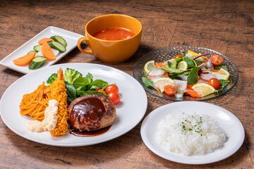 美味しそうなハンバーグランチ　hamburger steak