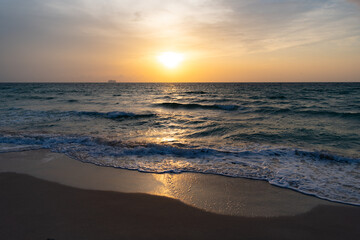 Fototapeta premium seascape horizon at sunrise. summer seascape horizon at sunrise. seascape horizon