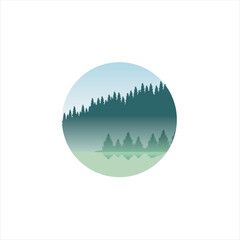 Logo Vector Illustration Mountain landscape nature around.