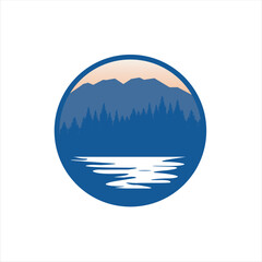 Logo Vector Illustration Mountain landscape nature around.