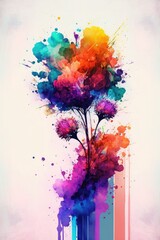 Watercolor abstract background with flowers. Tulips, Lilies, and Lavender. Spring colors Wallpaper.