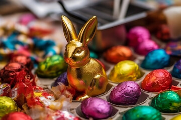 Easter egg chocolate bunny rabbit - Created using generative Ai