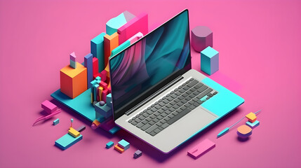 laptop with notes
