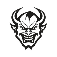 devil, logo concept black and white color, hand drawn illustration