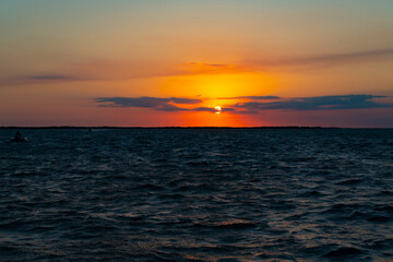 seascape horizon at malibu sunset sky. photo of seascape horizon at sunset. seascape horizon