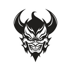 devil, logo concept black and white color, hand drawn illustration