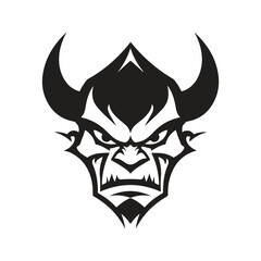 devil, logo concept black and white color, hand drawn illustration