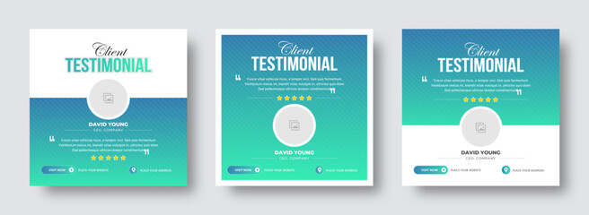 Client feedback or customer testimonial social media post design. Client testimonial or Customer feedback review social media banner template. Customer review banner. Testimonial banner design.