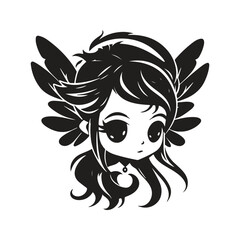 fairies, logo concept black and white color, hand drawn illustration