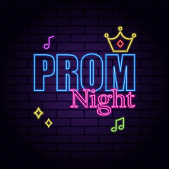 Banner for Prom Night with glowing neon lights © Pixel-Shot