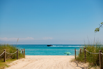 way pathway with seaside view. photo of pathway with destination concept. summer pathway