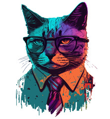a cool cat wearing suit and glasses