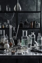 Science-themed background with space for copy, showcasing a close-up of laboratory equipment. Generative AI