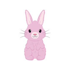 Mały różowy królik. Urocze zwierzątko w stylu kawaii. Siedzący zając na białym tle. Ilustracja wektorowa. - obrazy, fototapety, plakaty