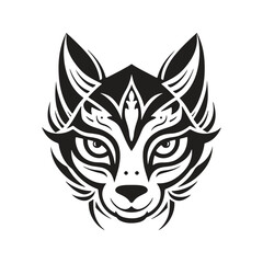 Fototapeta premium japanese kitsune mask, logo concept black and white color, hand drawn illustration