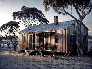 Fototapeta na wymiar A Shack in the rural Australian landscape