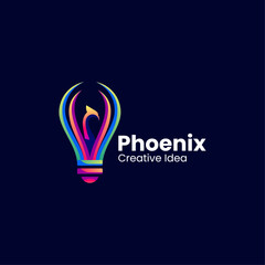 Vector Logo Illustration Phoenix Gradient Colorful Style