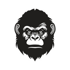 monkey, logo concept black and white color, hand drawn illustration