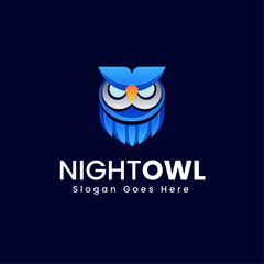 Vector Logo Illustration Night Owl Gradient Colorful Style
